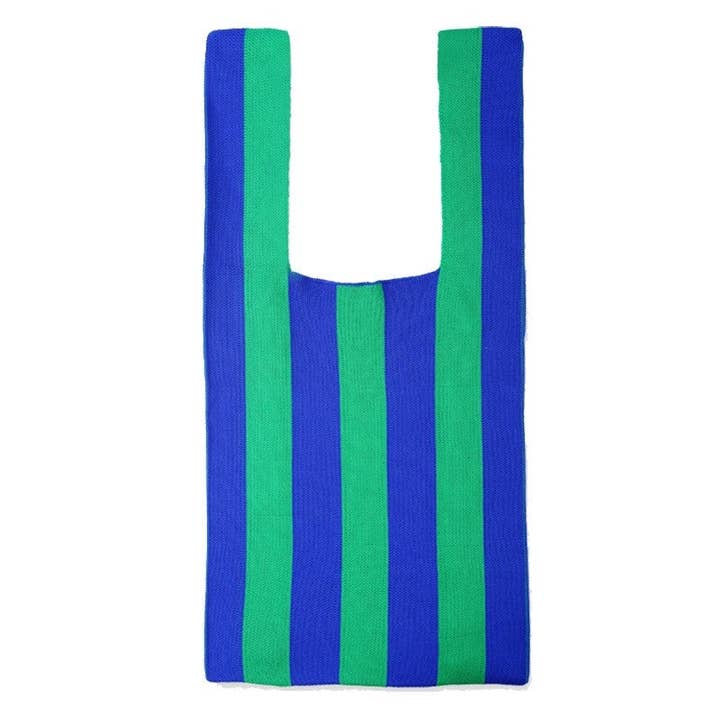 UZ Wholesale Store - Wholesale Tote bag – Women's - Contrast Color Striped Openning Knitted Handbag4