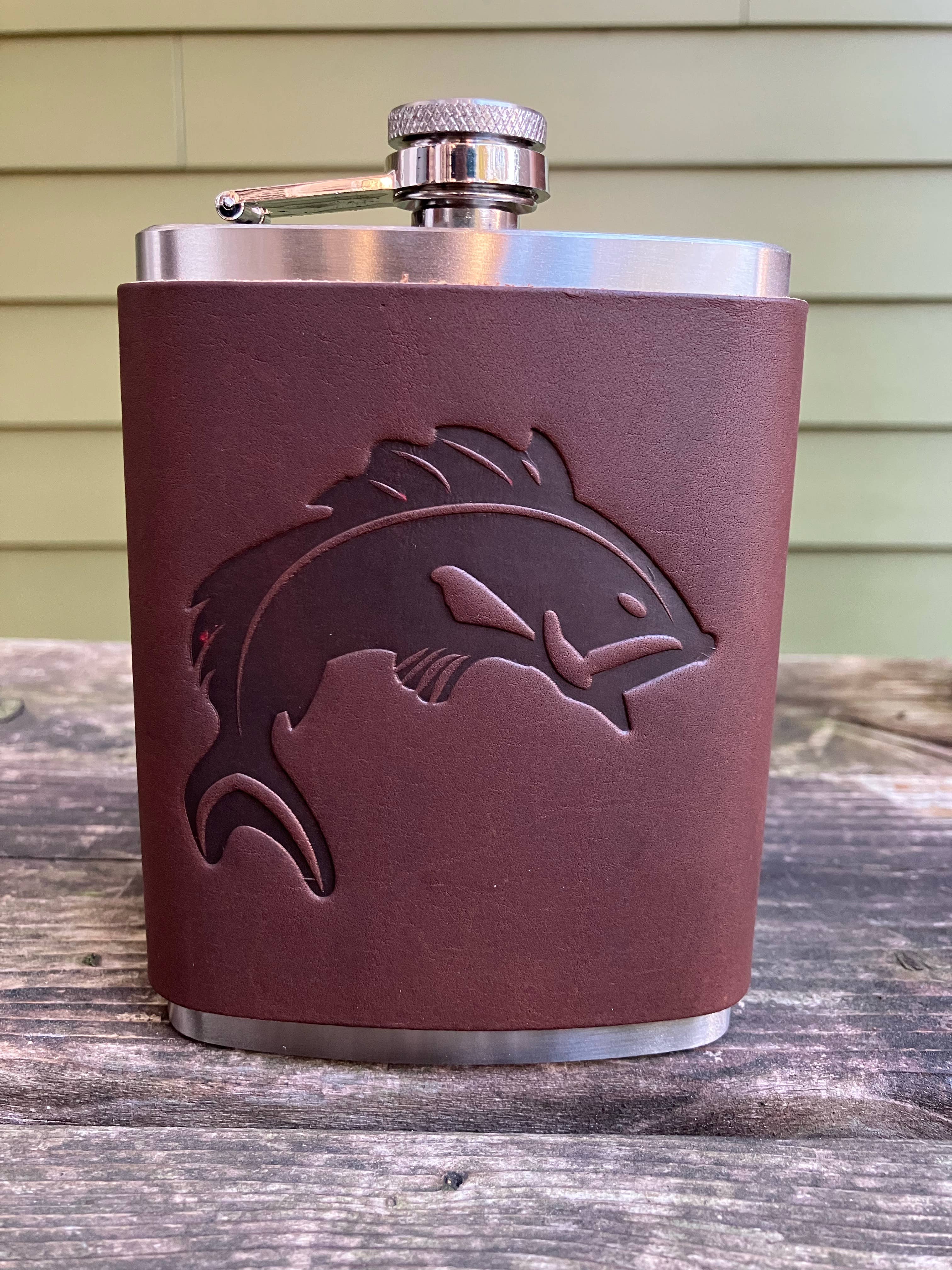 Jimmyrockit - Wholesale Flask - Leather Flask - Jumping Fish3