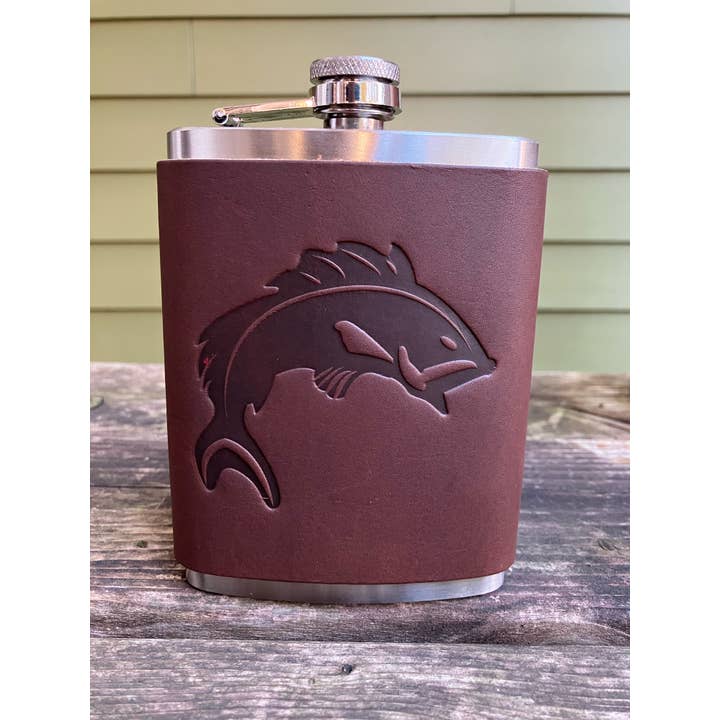 Jimmyrockit - Wholesale Flask - Leather Flask - Jumping Fish3