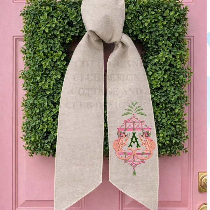 Embroidered Eastern Theme Wreath Sash Collection for wholesale by Cottage & Club