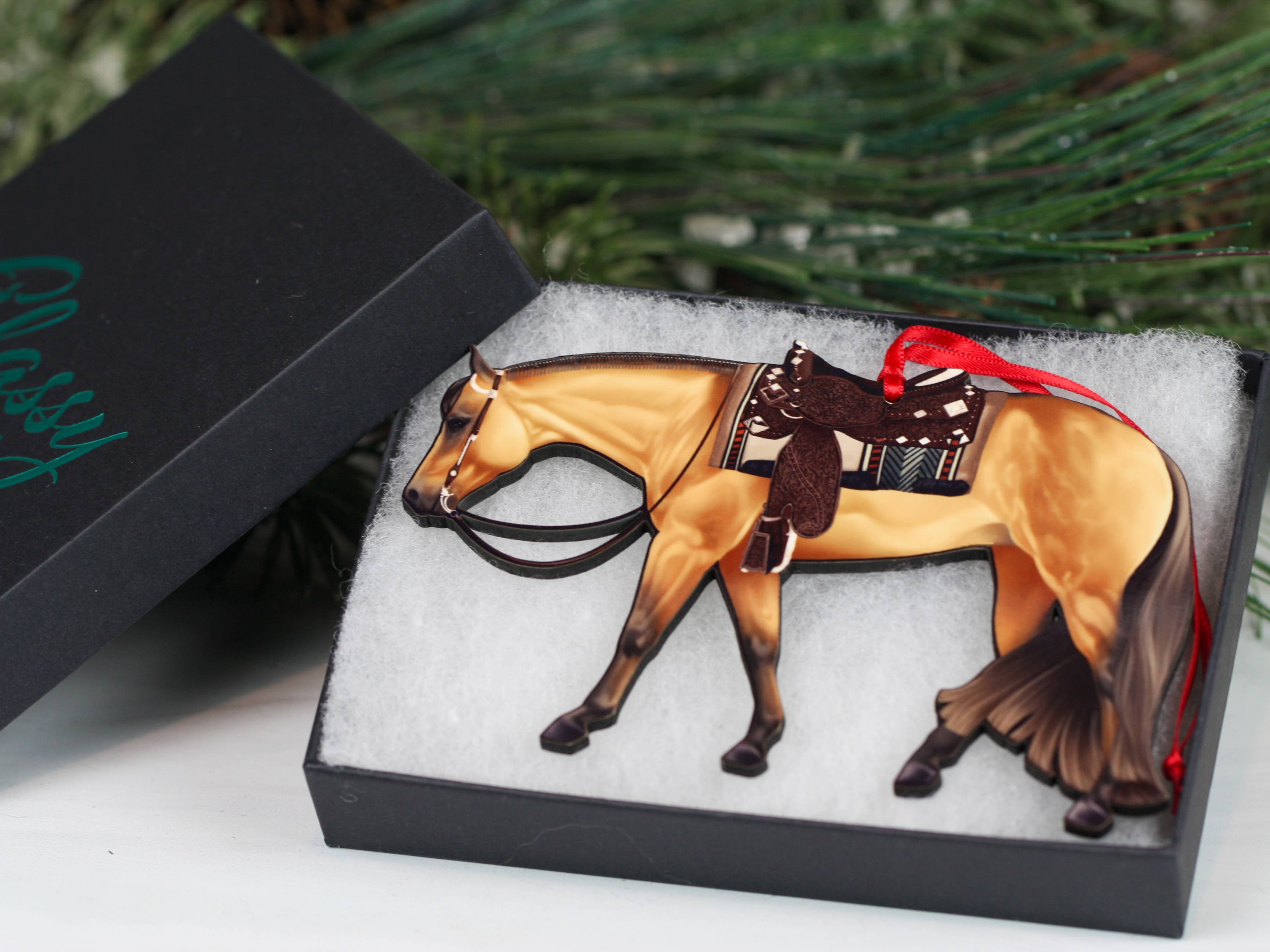 Classy Equine - Wholesale Ornament - Buckskin Western Pleasure Horse Ornament Quarter Horse Gift5
