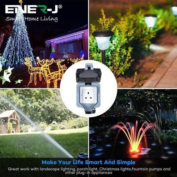 ENER-J – wholesale Outdoor/lawn light – Smart 1 Gang 13a Wifi Weatherproof Outdoor Socket7
