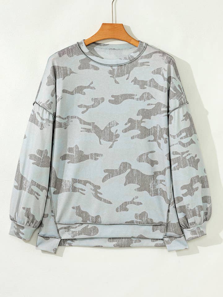 Multicolour Camouflage Round Neck Sweatshirt for wholesale on Faire3