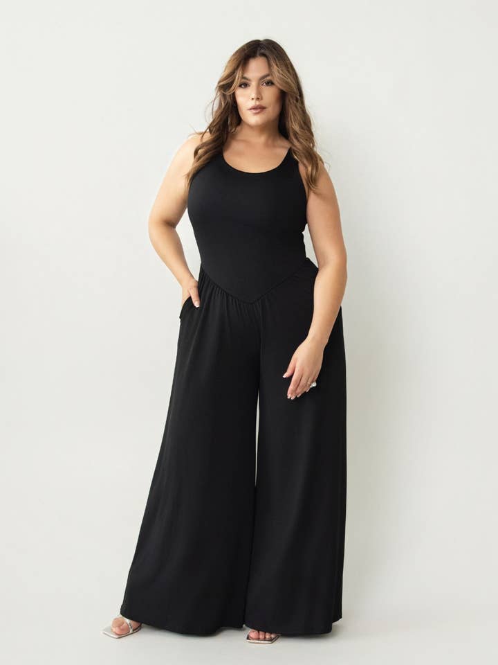 Monique Drop Waist Wide Leg Jumpsuit for wholesale by REBDOLLS