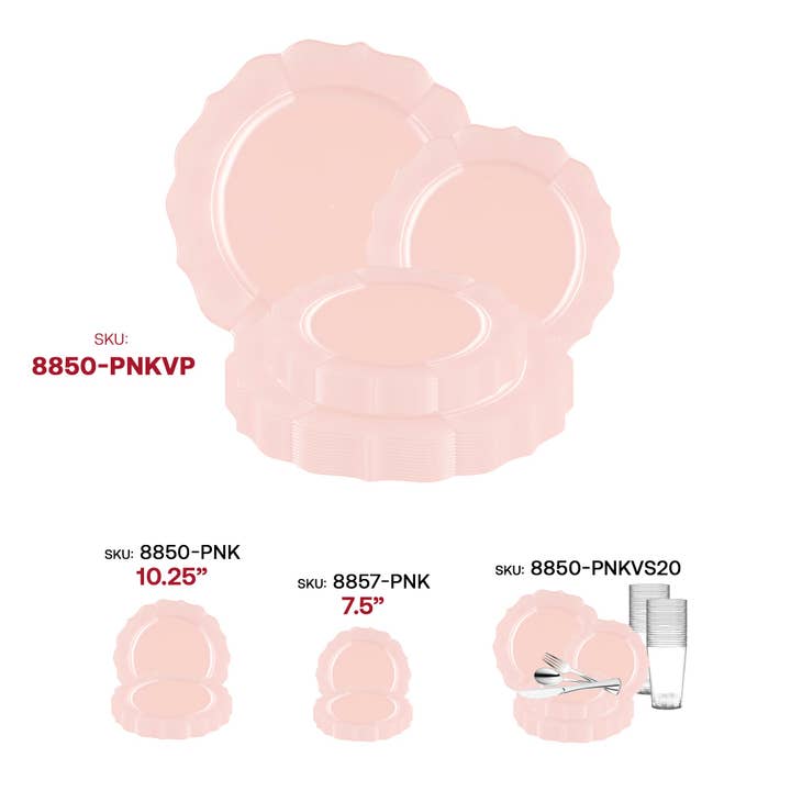 Smarty had a Party - Wholesale Dinnerware Set - Pearl Pink Round Lotus Dinnerware Value Set - 20 Sets6