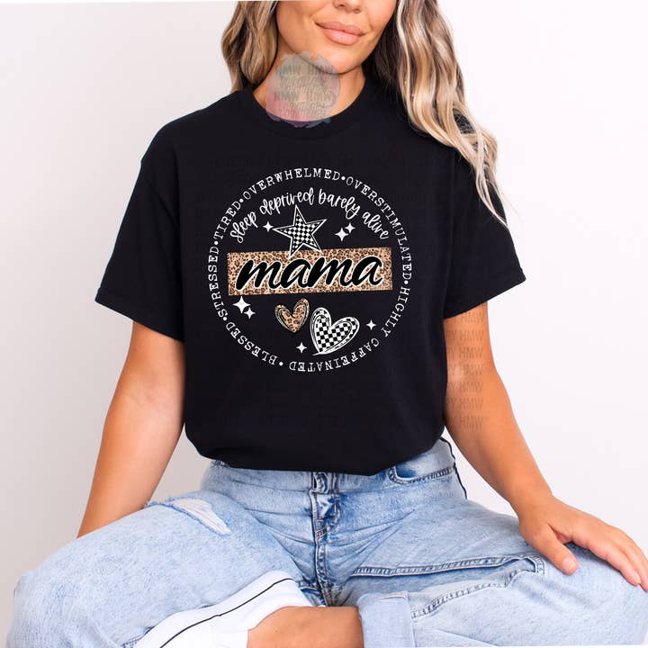 Mama circle white accent T-shirt for wholesale by Hot Mess Apparel