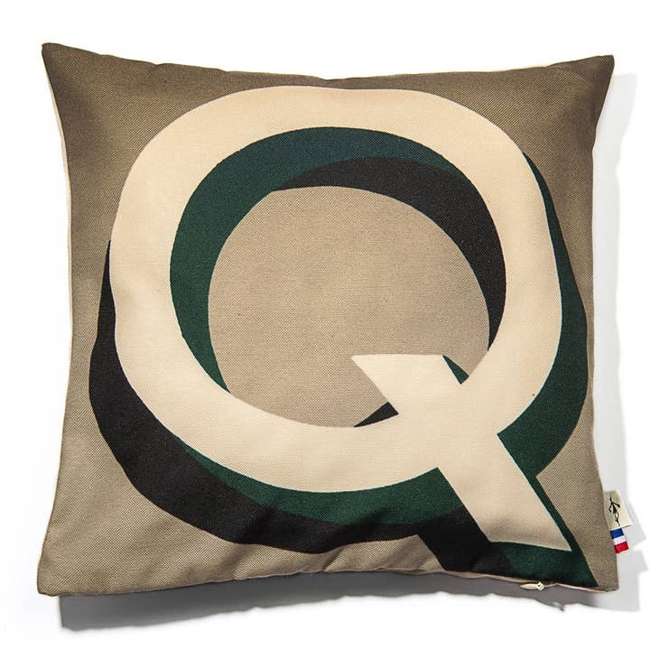 Alphabet letter Q cushion cover for wholesale by Maron Bouillie