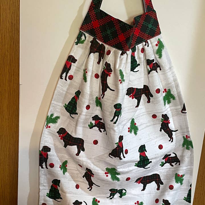 Grembiule Asciugapiatti-Cane a Quadri Natale per la vendita all'ingrosso da parte di Mama Cees Creations