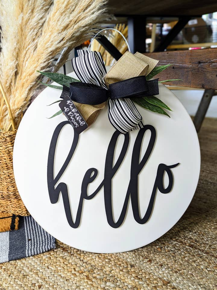 Modern Hello Door Hanger for wholesale by Pocketful of Posies