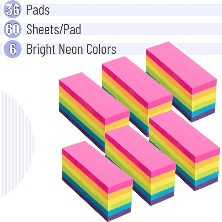 Mr. Pen - Wholesale Sticky Notes - Sticky Notes, 1x3 Inch, 2160 Sheets, Bright Colors, Small Sticky Notes, Mini Sticky Notes, Sticky Notes Small, Sticky Note Pads, Colored Sticky Notes, Bulk Sticky Notes1
