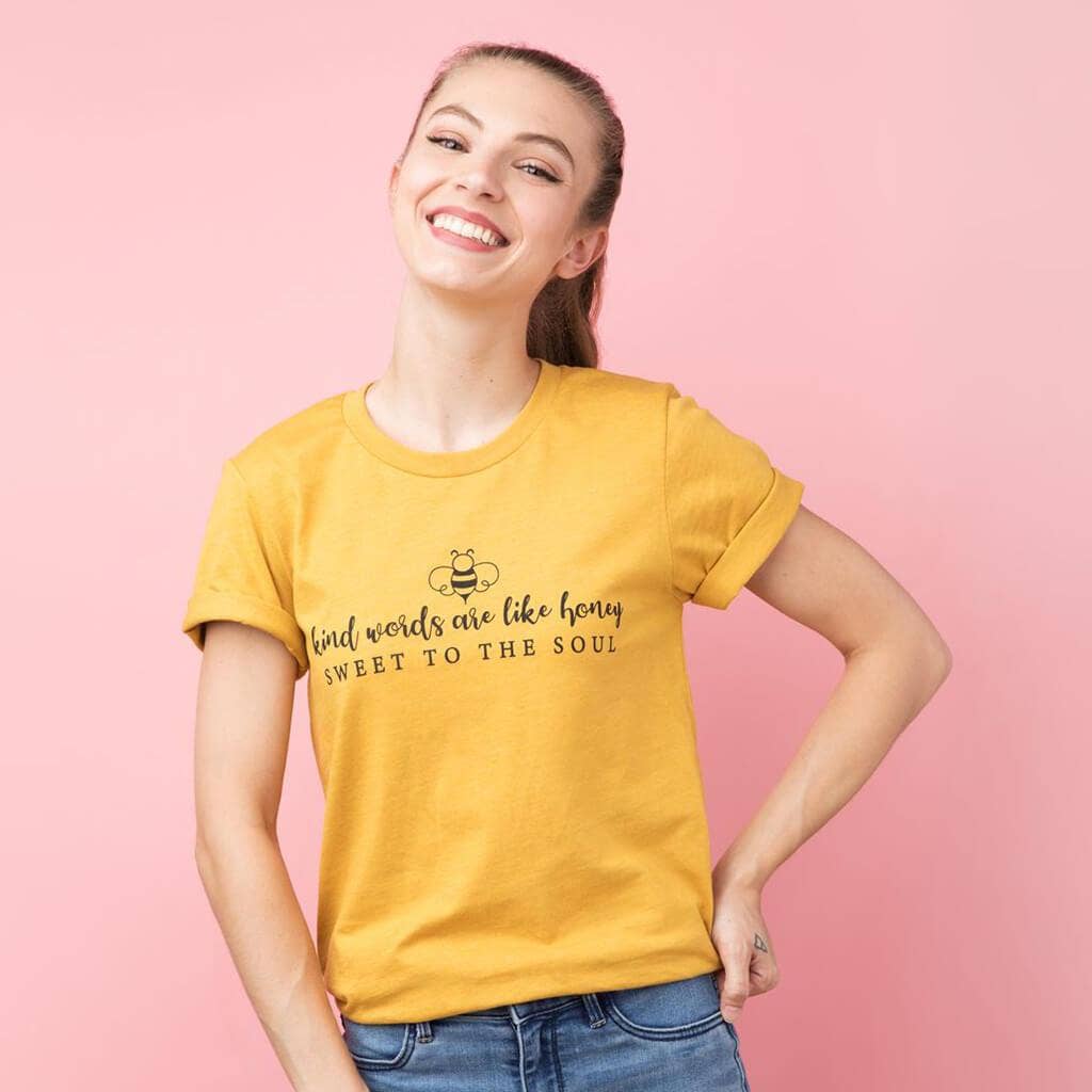 Corinthian's Corner - Wholesale Screen Printed T-Shirt - Women's - Kind Words Are Like Honey Graphic Tee Shirt1