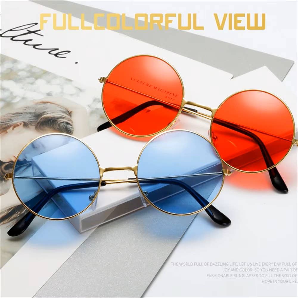 Syrrios Gifts LLC - Wholesale Sunglasses - Unisex - Retro Round Vintage Hippie Sunglasses Festival Rave Costume16
