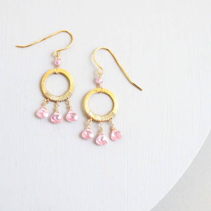 Rose Quartz Mini Boho Earrings for wholesale by Parken Jewelry