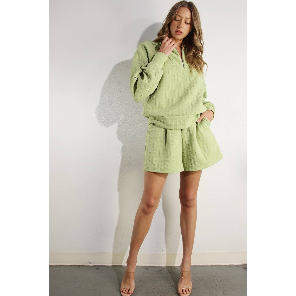 Mulla - Wholesale Top & Short Set (NOT Loungewear) - Women's - Textured Beige Lounge Set10