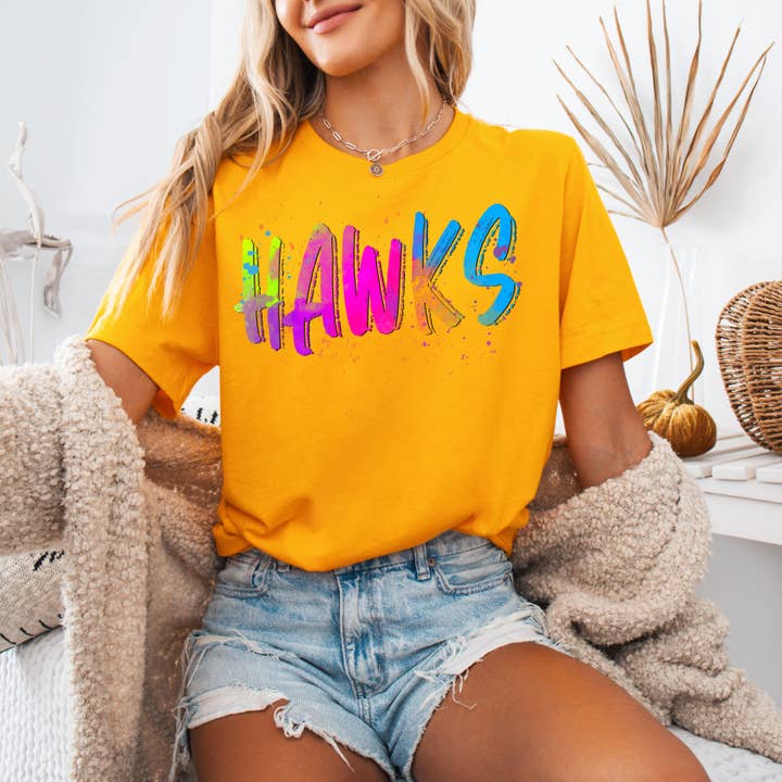 Enid and Elle - Wholesale T-Shirt (Graphic) - Women's - Neon School Mascots T-shirt , Customized School Design tee
