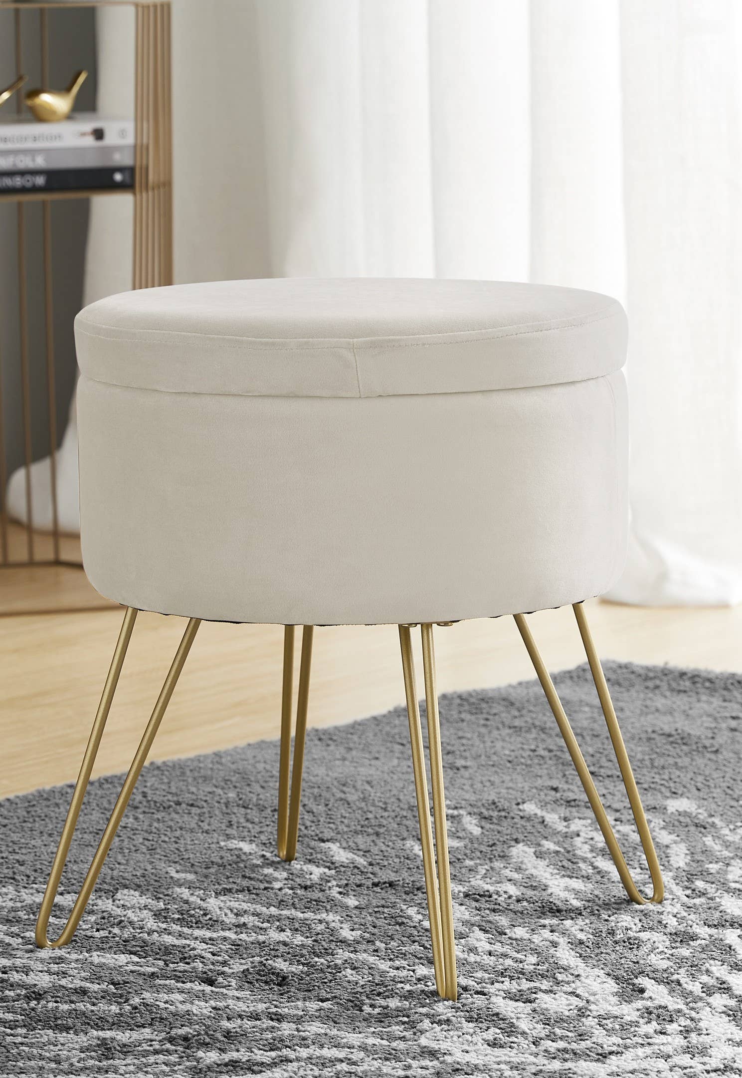 Ornavo Home – wholesale Ottoman – Round Velvet Storage Ottoman12