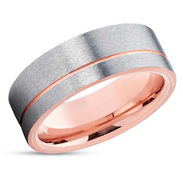Man's Wedding Band - Rose Gold Ring - Tungsten Ring - Women's Wedding Ring for wholesale by Lucky Love Rings