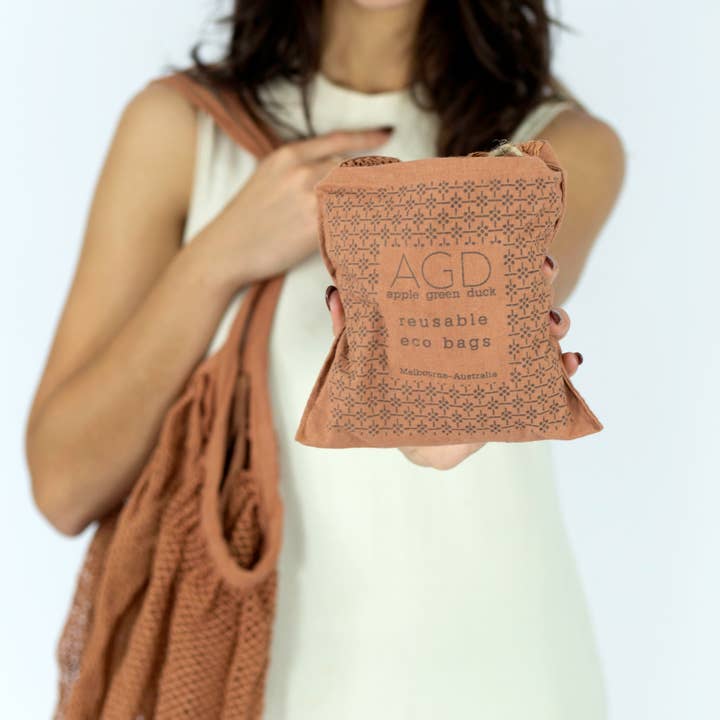 Apple Green Duck - Wholesale Grocery/Shopping Bag - Net Crescent Bag x 4 assorted1