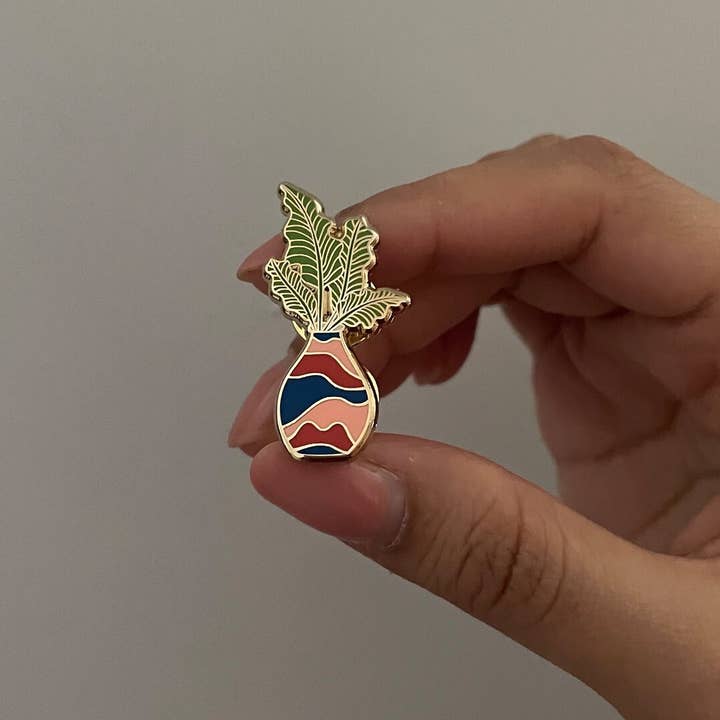 Roshni Desai & Things – wholesale Lapel pin/button – Potted Plant Pin Badge Plant Pin Enamel Pin Plant Enamel Pin3