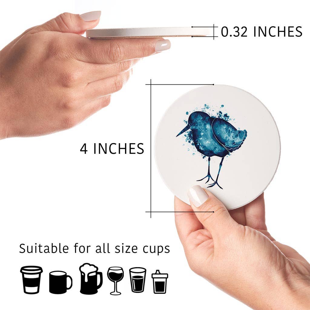 Love Local - Wholesale Coasters - East Coast Water Color Sand Piper | Absorbent Coasters | Set of 4 | Min 25