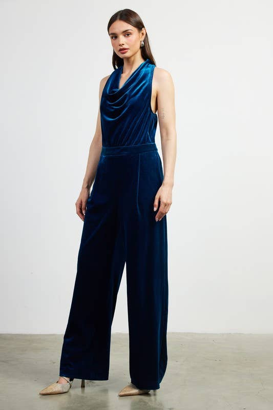 SKIES ARE BLUE - Wholesale Jumpsuit - Women's - Velvet Halter Jumpsuit
1