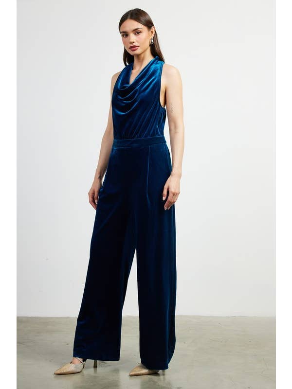 SKIES ARE BLUE - Wholesale Jumpsuit - Women's - Velvet Halter Jumpsuit
1