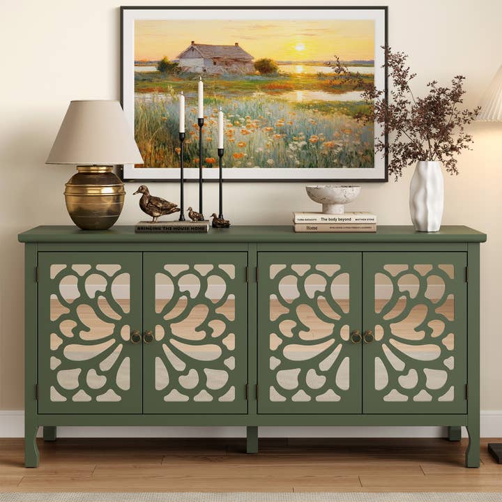 Heynemo - Wholesale Cabinet - 63'' Carved Sideboard Cabinet with Storage9