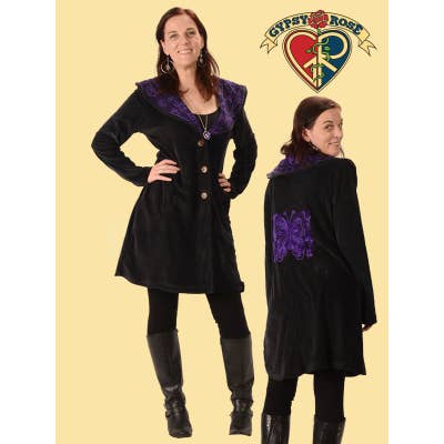 Velvet Coat With Butterfly Ari Embroidery Coat for wholesale by Gypsy Rose