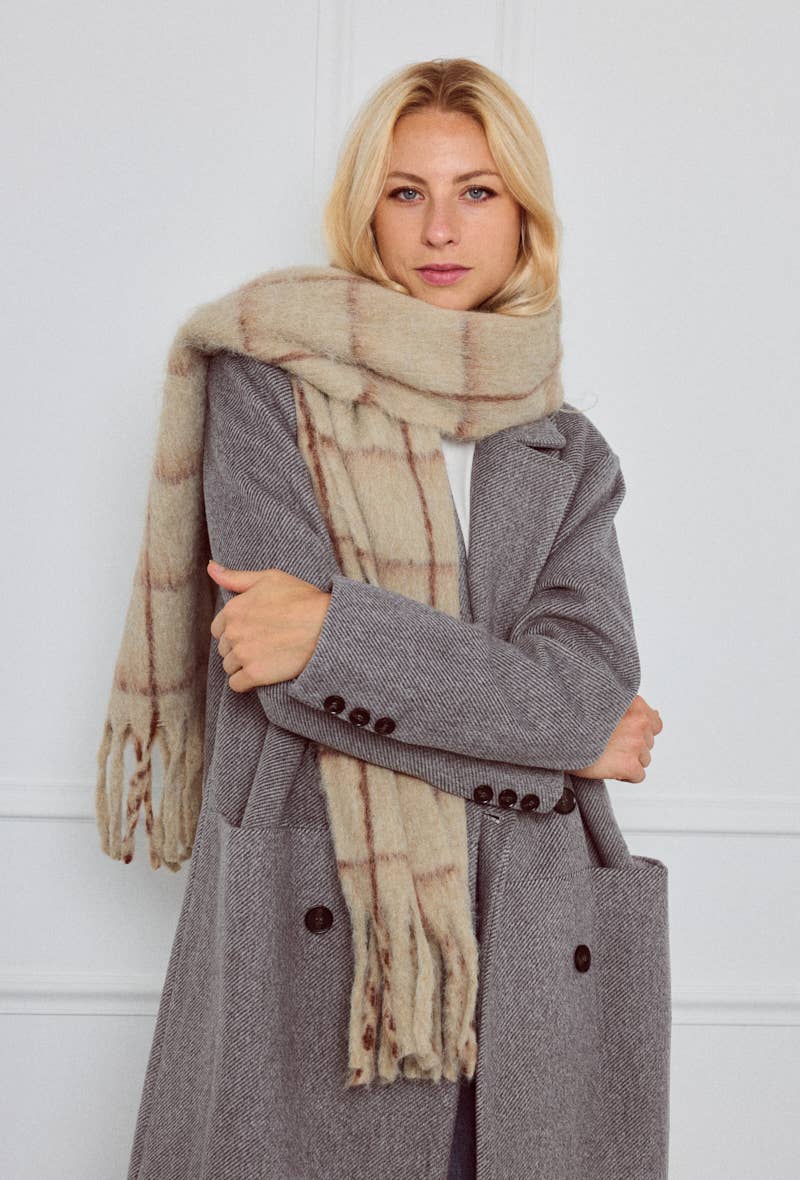 BYREN | ÉLINE L'ATELIER - Wholesale Scarf - Women's - Checked wool scarf FL214DF6