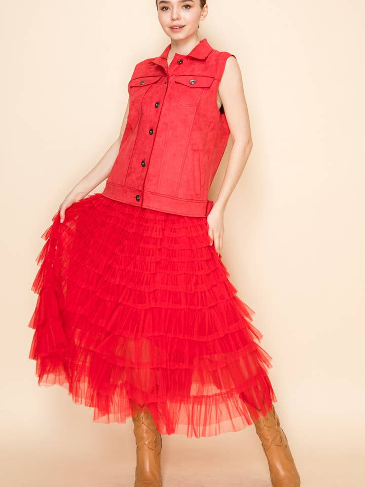 W.A.Y. lange rok van mesh met ruches voor wholesale door W.A.Y. --Wonderful And Young