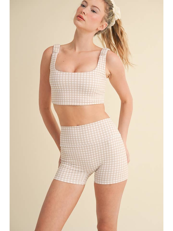 KIMBERLY C - Wholesale Sports Bra - Women's - Gingham Print Ruched Bra Top17