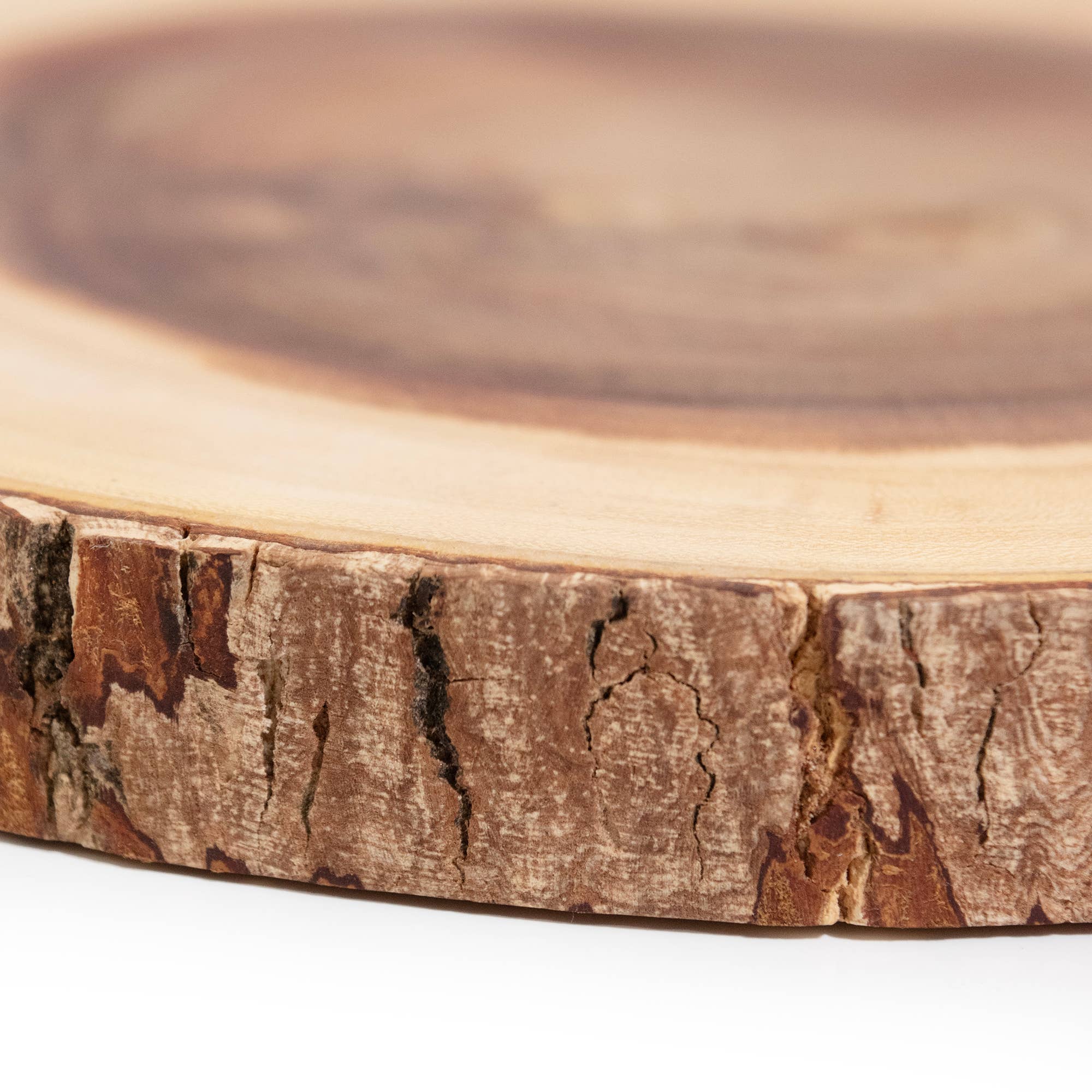 Andaluca - Wholesale Cheese Board - Bark Edge Round Teak Slice Charcuterie Board: 10-12"7