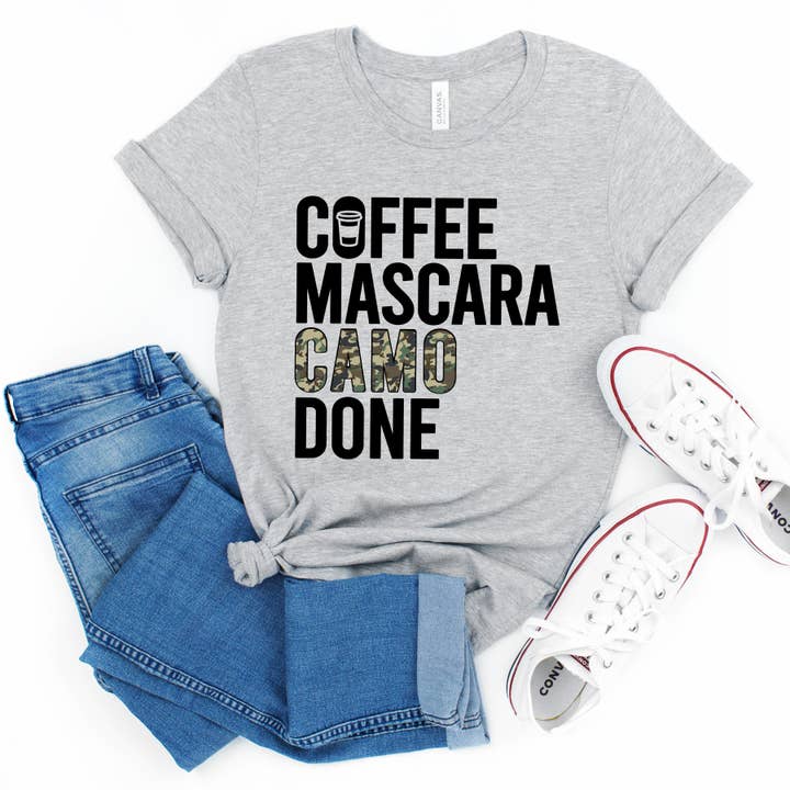 Coffee Mascara Camo Done T-Shirt for wholesale by Light & Shine