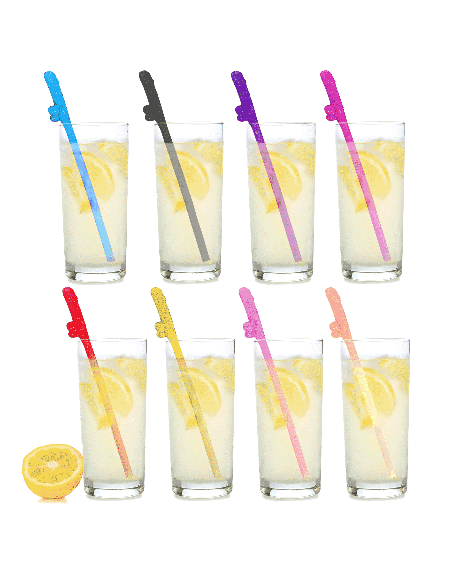 Little Genie Productions - Wholesale Drinking Straw - Super Fun Penis Multicolor Straws - 8 pack2