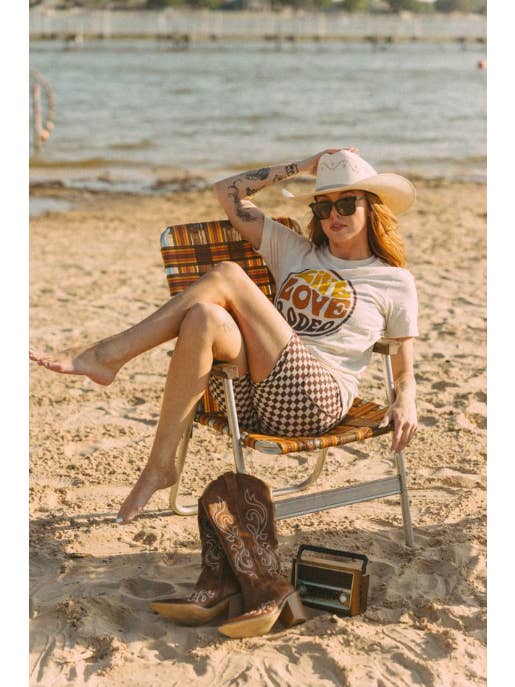 Rodeo Hippie - Wholesale Shorts - Women's - BROWN CHECKERED BIKER SHORTS6