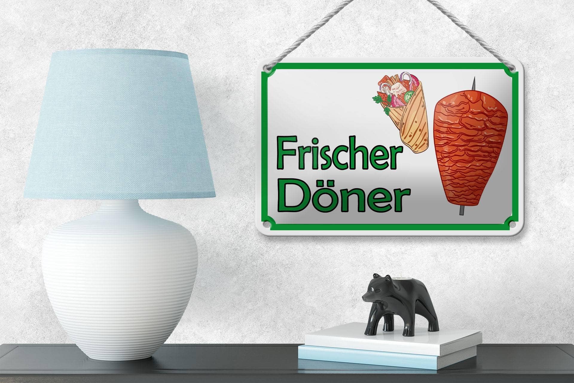 Femer - Vente Pancarte - Panneau en étain avec note, 18 x 12 cm, Fresh Doner, décoration de restaurant3