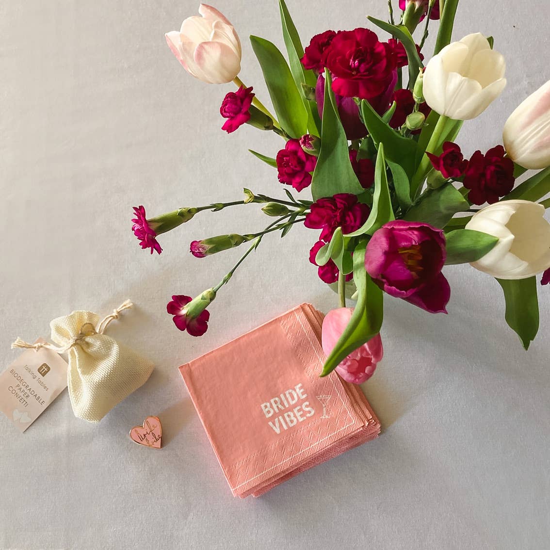 Talking Tables UK – wholesale Disposable napkin – Bride Pink Paper Cocktail Napkins | 20 Pack | Hen Party |1