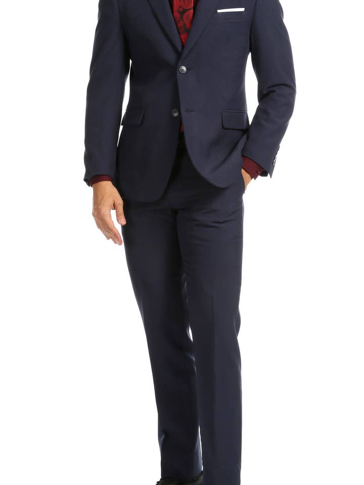 Terno masculino Paul Lorenzo azul marinho slim fit de 2 peças por atacado de Ferrecci