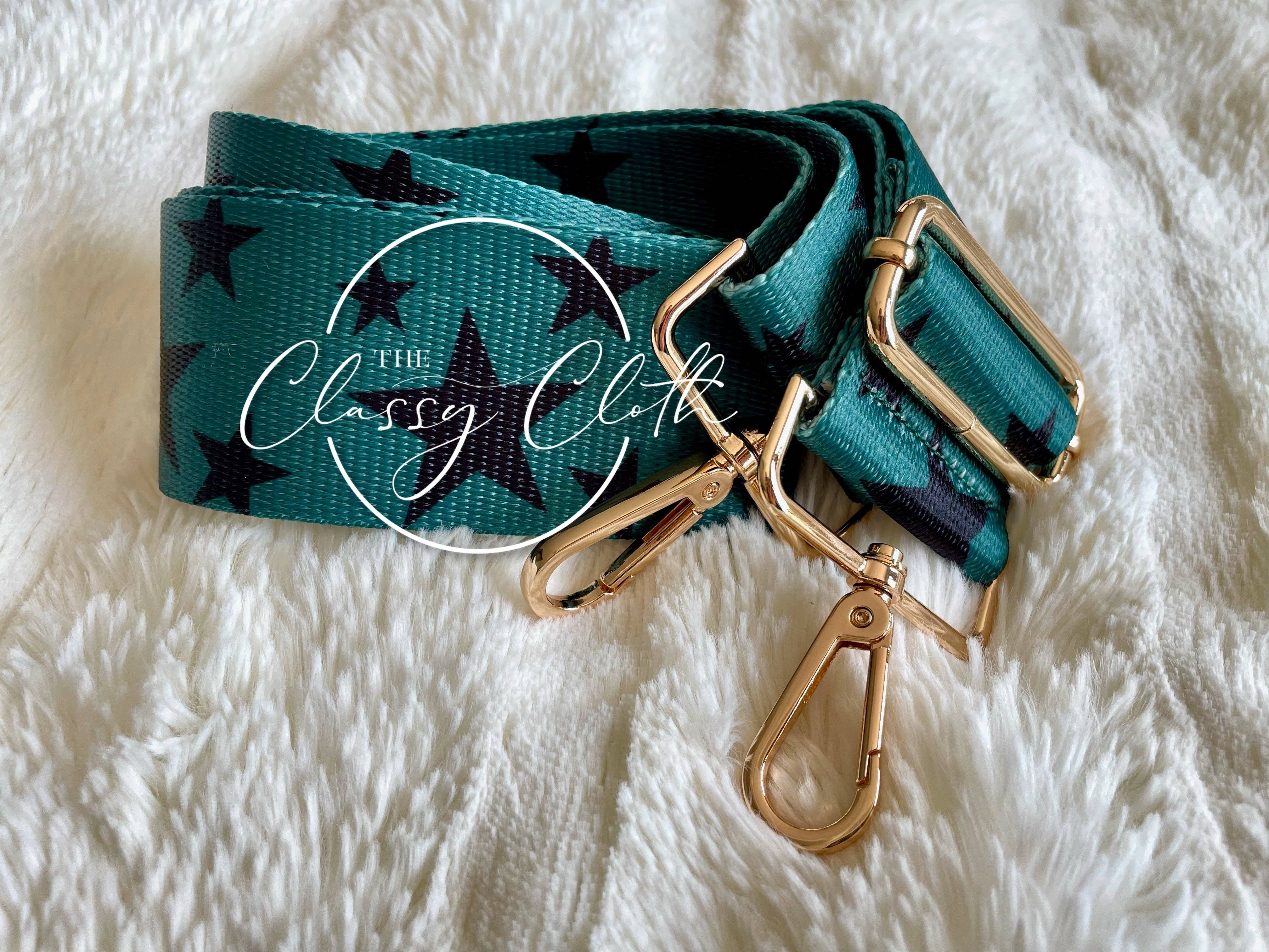 The Classy Cloth WS - Vente Sangle de guitare – unisexe - Sangle de guitare à bandoulière - vert émeraude avec étoile noire RTS