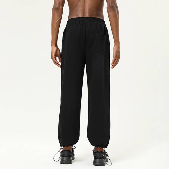 Man Winter Black Loose Drawstring Fitness Sport Sweatpants for wholesale on Faire2