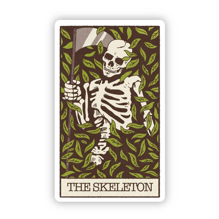 The Skeleton Tarot Card Halloween Sticker for wholesale by Big Moods