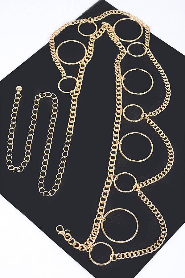 Oblige by G - Wholesale Belt - Women's - Circle Chain Metal Waist Belt
 PB85223