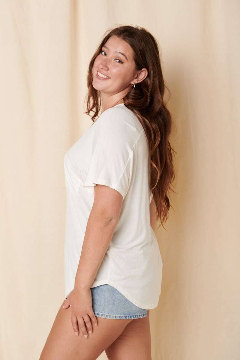 mittoshop - Wholesale T-Shirt - Women's - BT5074PL-PLUS BAMBOO FABRIC POCKET V-NECK TEE10