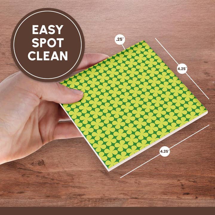 3dRose - Wholesale Coasters - 3dRose, Contemporary Light Green On Dark Green Four Leaf Clover Pattern, Coaster6