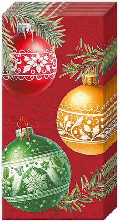 Boston International – wholesale Facial Tissue – Pocket Tissues Christmas Bubbles Red Christmas0