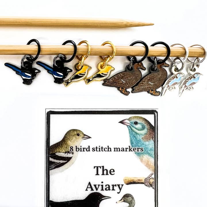 Aviary stitch marker pack, bird stitch markers for wholesale by Firefly Notes