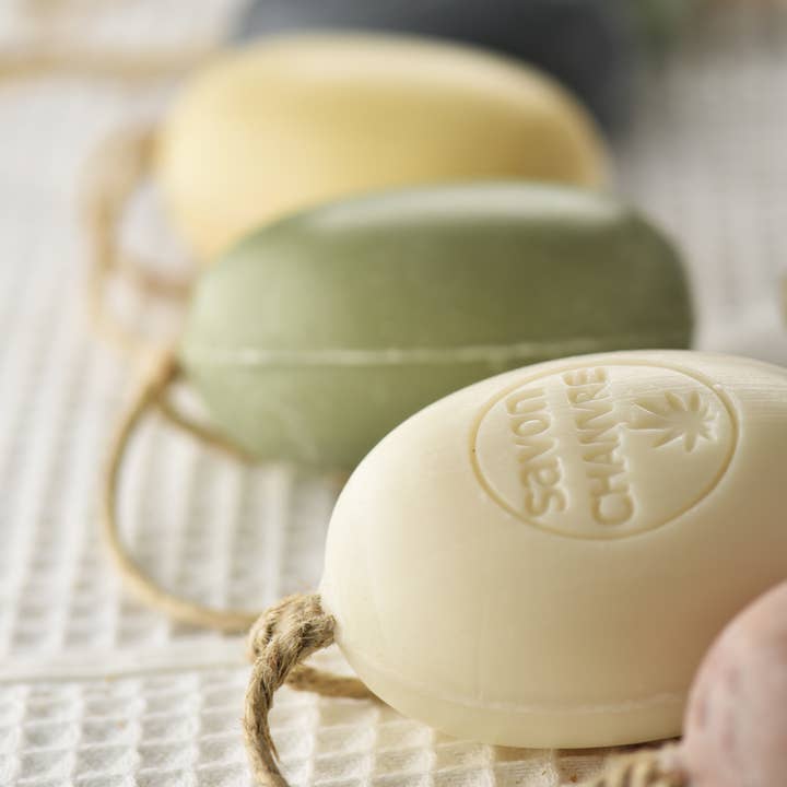 Natural French Soap with Hanging Rope – Oval Soap Bar 200g for wholesale by La Belle France