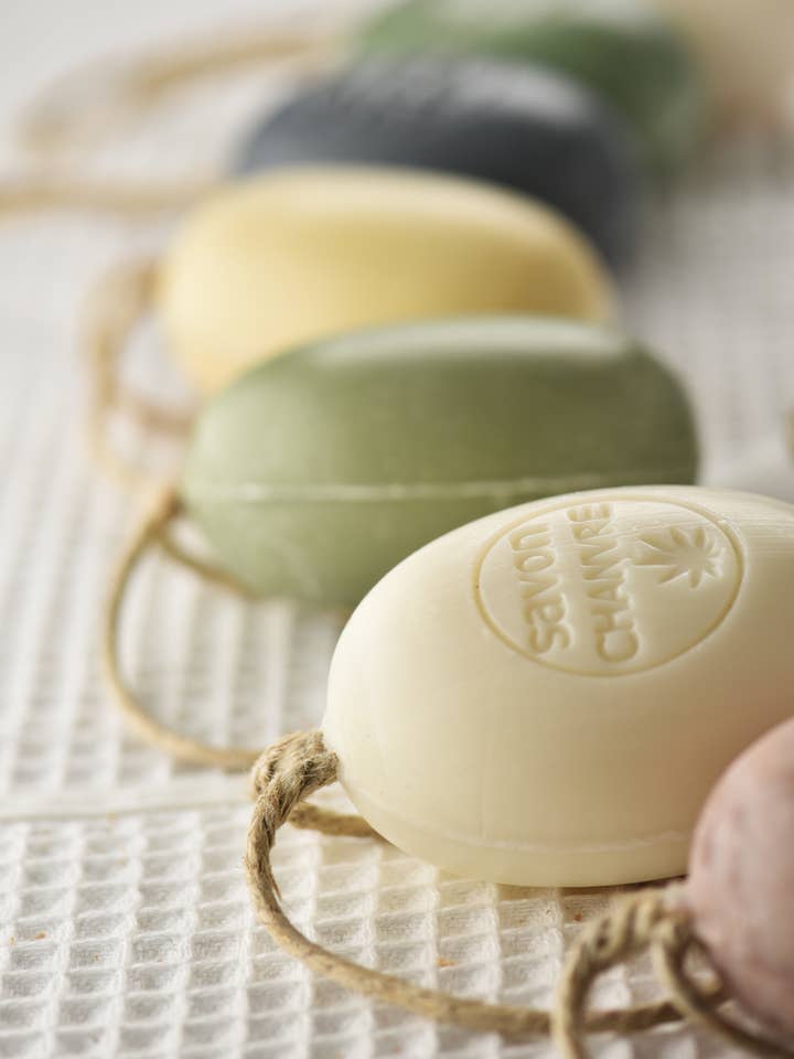 Natural French Soap with Hanging Rope – Oval Soap Bar 200g for wholesale by La Belle France
