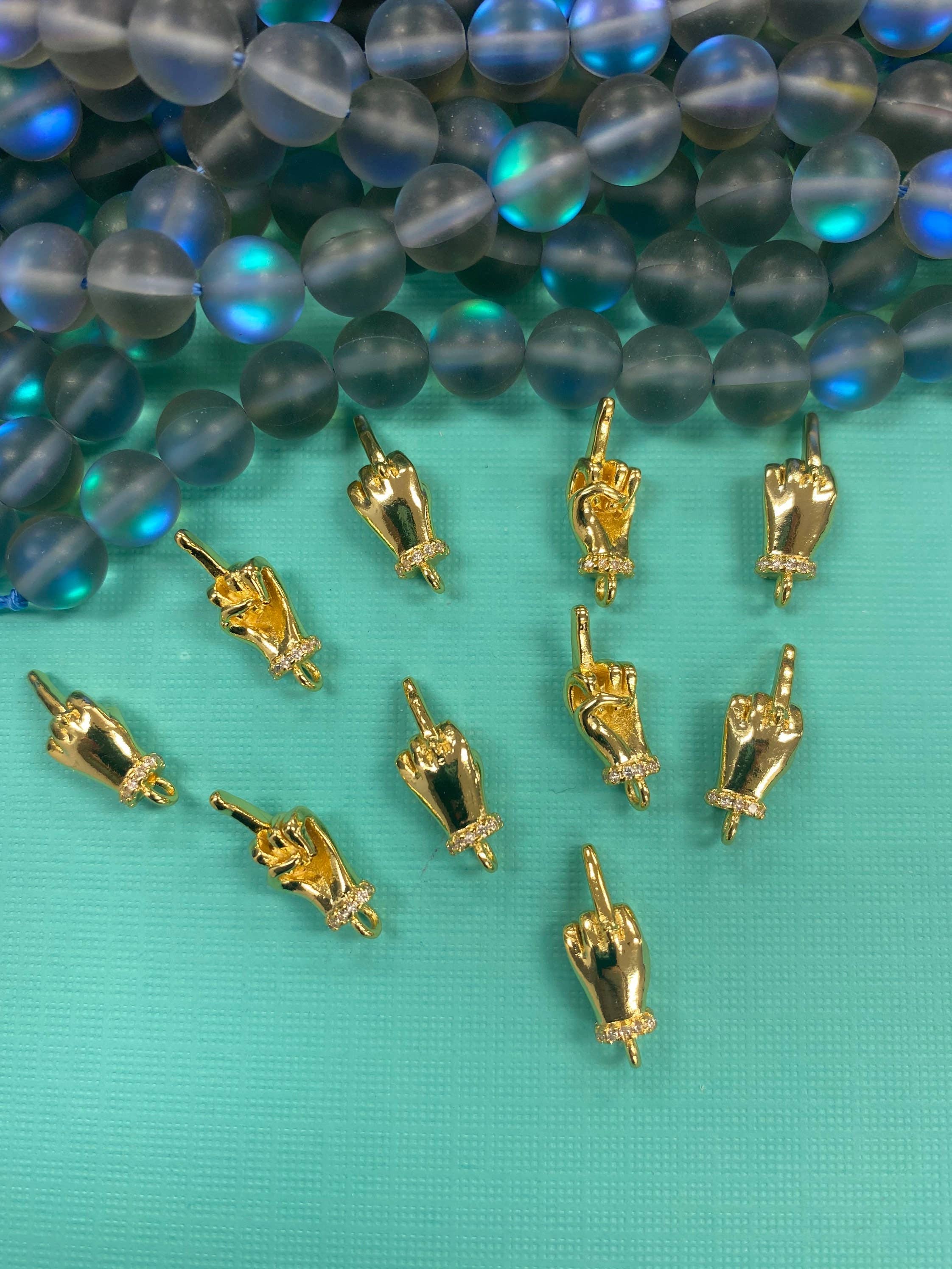 The Bead Bazaar - Wholesale Individual Charm/Pendant - F-You Hand Symbol Charm, I Love You Hand Gesture, Hand Gold5