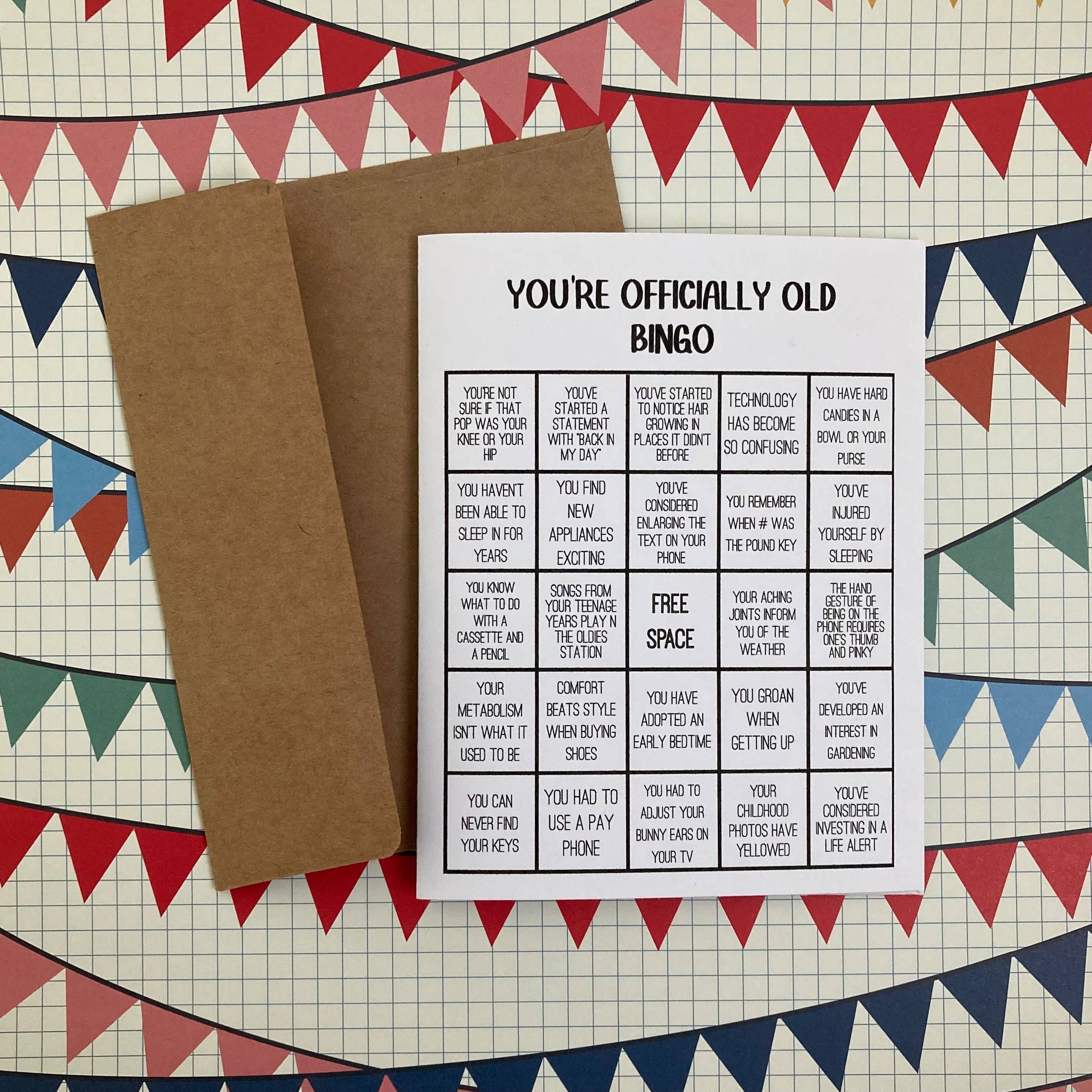 Longoria Doodles - Wholesale Birthday Card - You're Officially Old BINGO - Birthday Card0